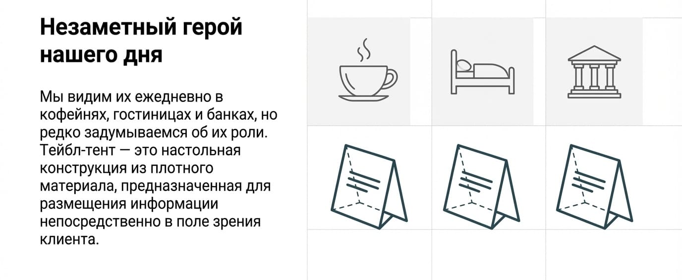 Тейбл-тент: определение, виды и применение в типографии и рекламе