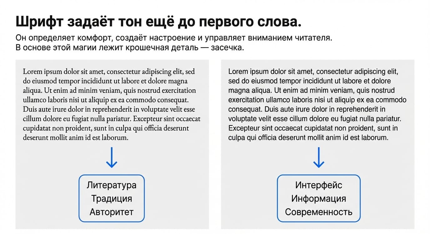 Засечка в типографии: что это, виды и роль в шрифтах
