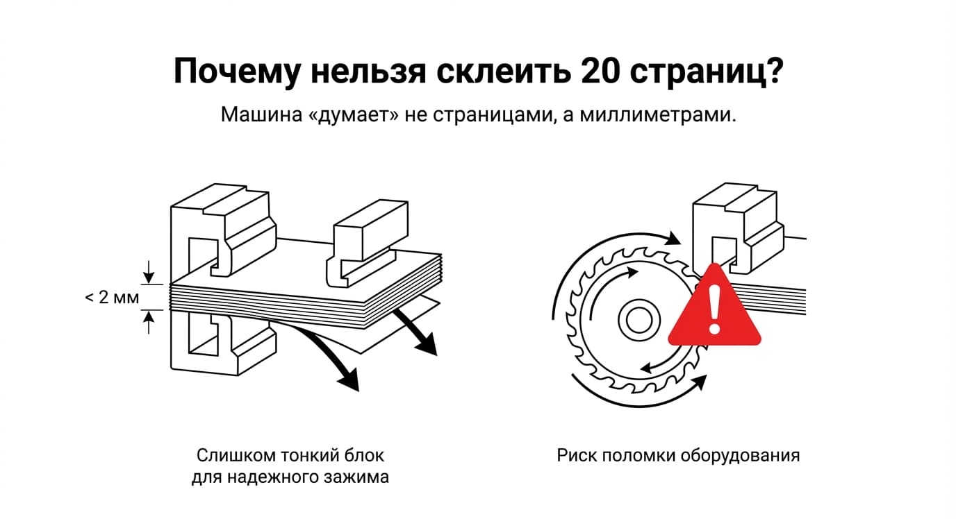 Сколько страниц нужно, чтобы склеить брошюру на КБС?