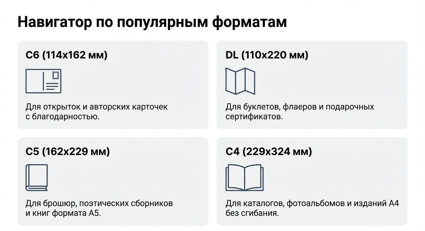 Конверт в типографии: виды, материалы и способы закрытия